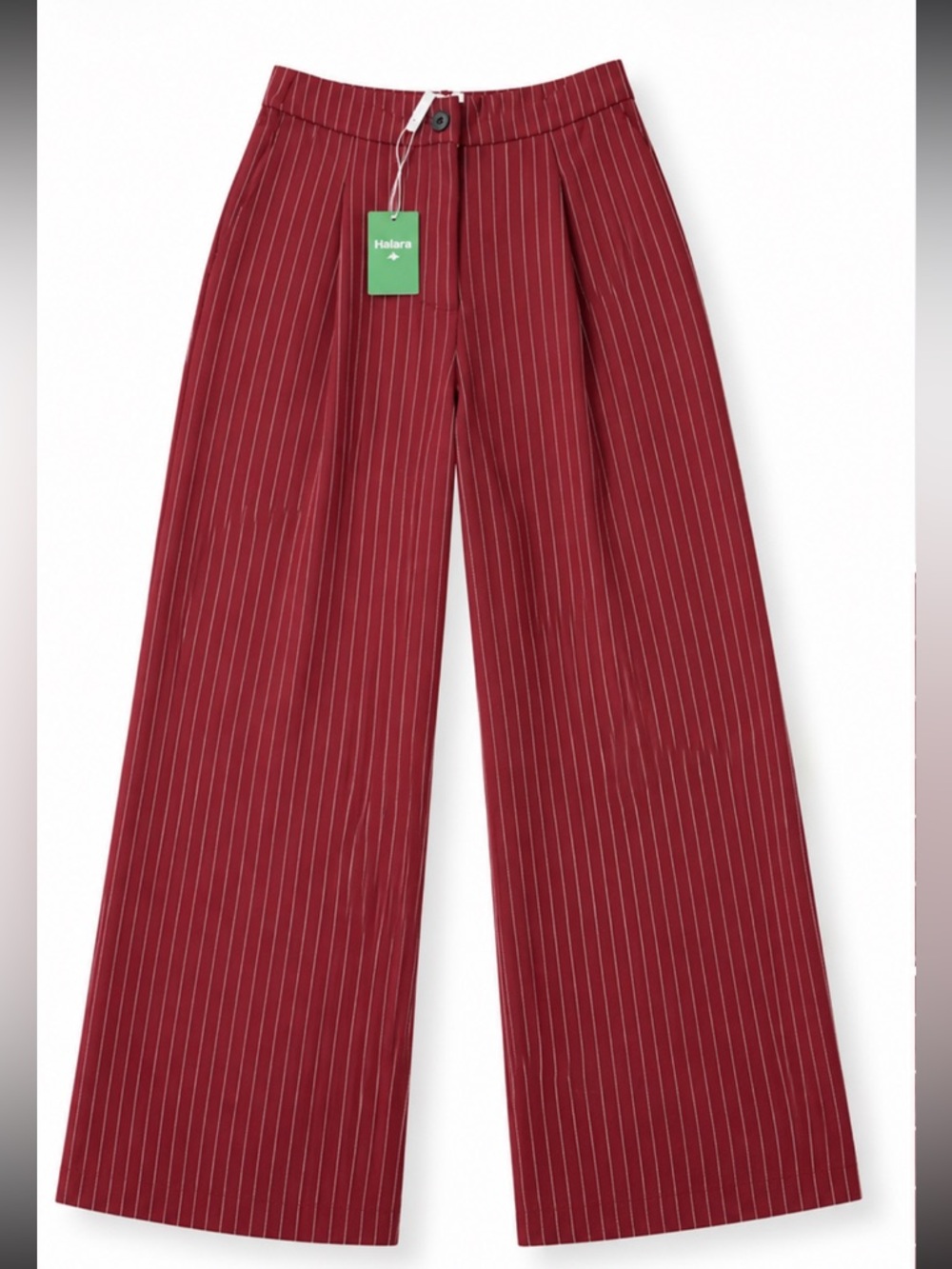 Halara High Waisted Zipper Pocket Wide Leg Striped Work Pants Biking Red NWT